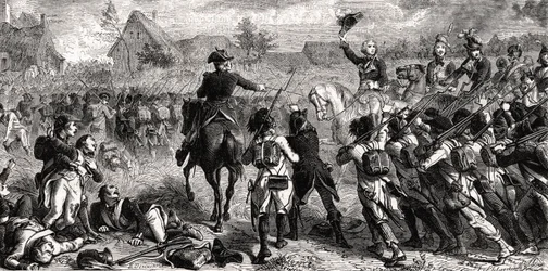 Die Schlacht von Fleurus, 26. Juni 1794, graviert von Emile Deschamps